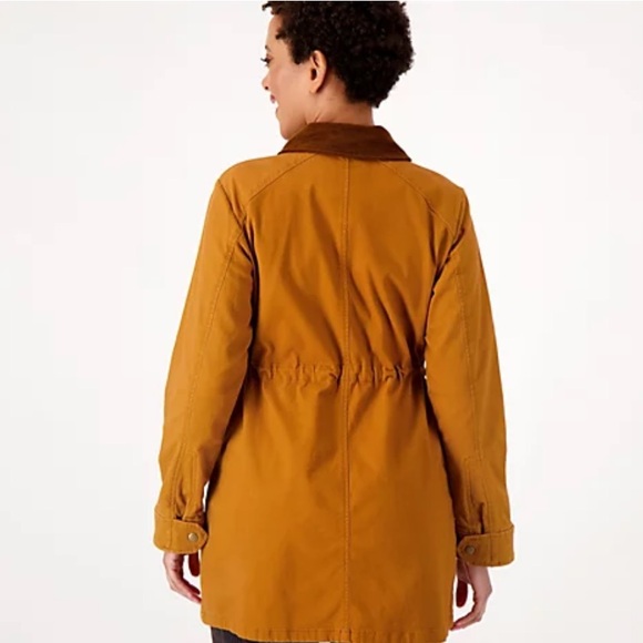Joan Rivers Corduroy Trim Field Jacket Ginger Brown Utility Coat Size M - Picture 4 of 14